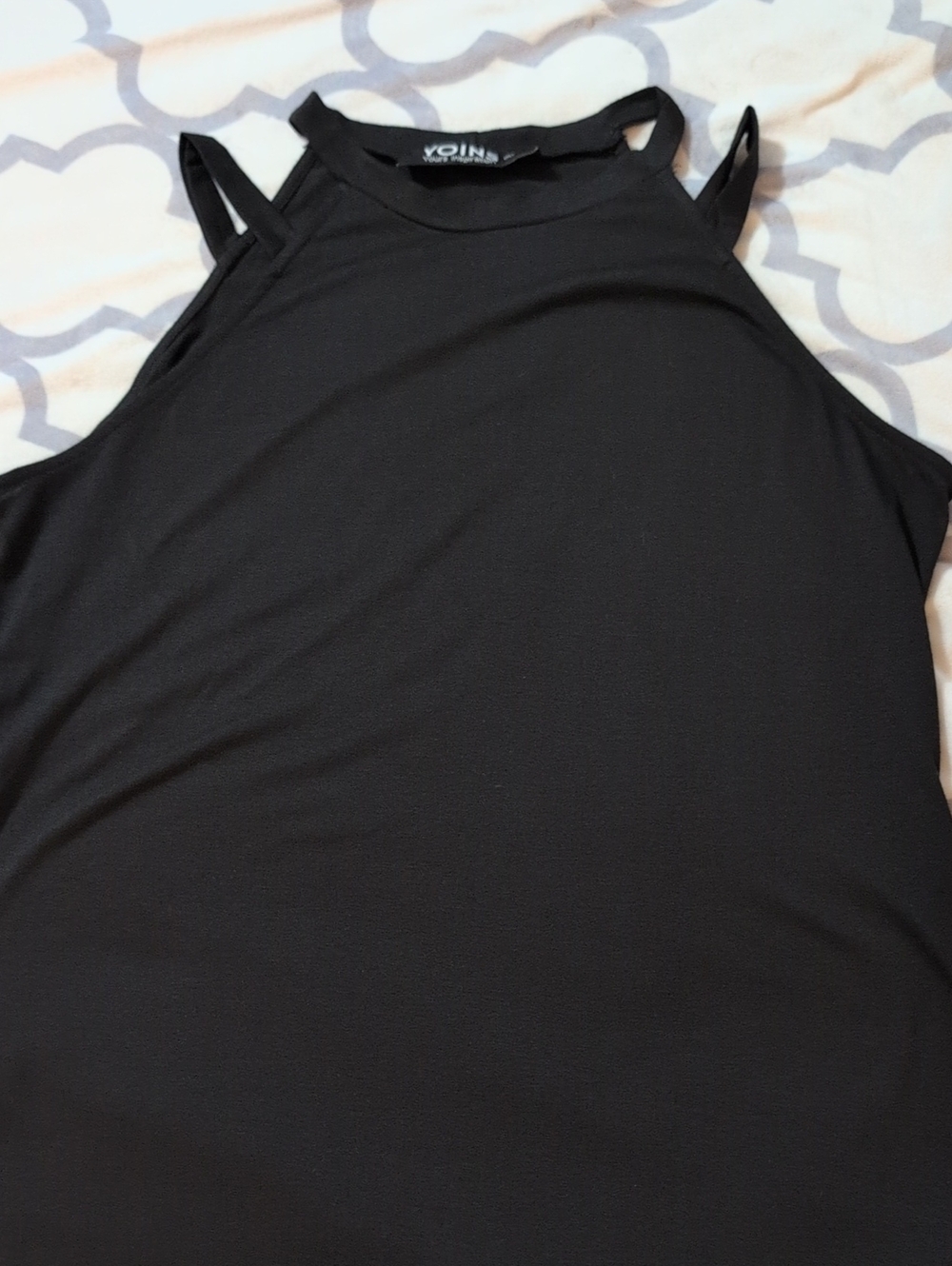 YOINS Black High Neck Double-Strap Tank Top